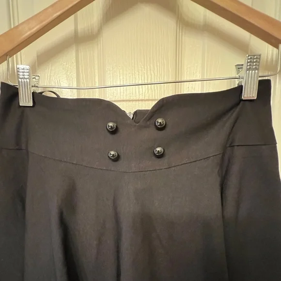 NWT Bella Poque size M black high waisted flared retro midi skirt with pockets - Picture 5 of 11